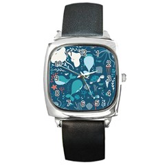 Cool Sea Life Pattern Square Metal Watch by Bigfootshirtshop