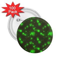 Neon Green Bubble Hearts 2 25  Buttons (100 Pack)  by PodArtist