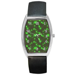 Neon Green Bubble Hearts Barrel Style Metal Watch by PodArtist