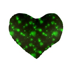 Neon Green Bubble Hearts Standard 16  Premium Flano Heart Shape Cushions by PodArtist