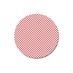 Sexy Red And White Polka Dot Magnet 3  (round) by PodArtist