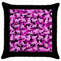 Hot Pink Catmouflage Camouflage Throw Pillow Case (black) by PodArtist