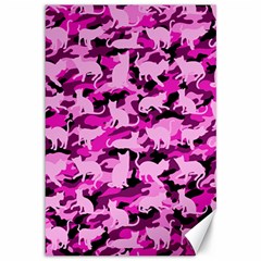 Hot Pink Catmouflage Camouflage Canvas 12  X 18  