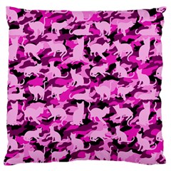 Hot Pink Catmouflage Camouflage Large Flano Cushion Case (one Side) by PodArtist