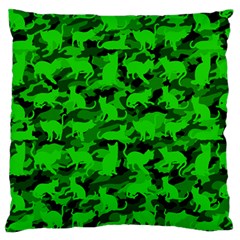 Bright Neon Green Catmouflage Large Flano Cushion Case (two Sides) by PodArtist