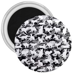 Black And White Catmouflage Camouflage 3  Magnets by PodArtist