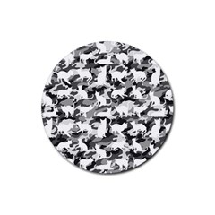 Black And White Catmouflage Camouflage Rubber Coaster (round)  by PodArtist