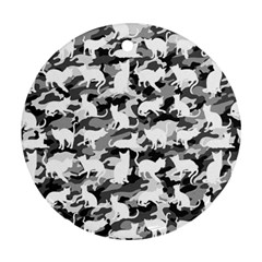 Black And White Catmouflage Camouflage Round Ornament (two Sides) by PodArtist