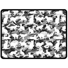 Black And White Catmouflage Camouflage Fleece Blanket (large)  by PodArtist