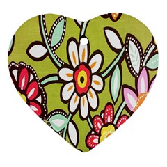 Flowers Fabrics Floral Design Ornament (heart) by Celenk