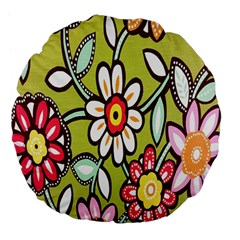 Flowers Fabrics Floral Design Large 18  Premium Flano Round Cushions