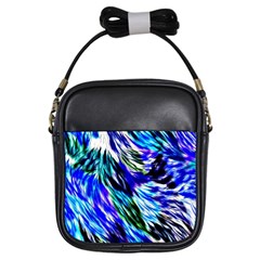 Abstract Background Blue White Girls Sling Bags by Celenk