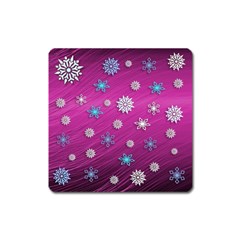 Snowflakes 3d Random Overlay Square Magnet by Celenk
