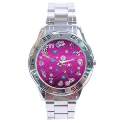Snowflakes 3d Random Overlay Stainless Steel Analogue Watch by Celenk
