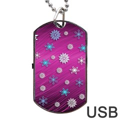 Snowflakes 3d Random Overlay Dog Tag Usb Flash (two Sides) by Celenk