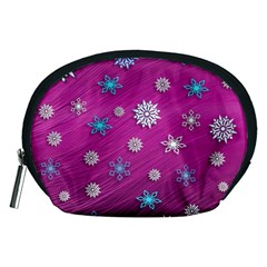 Snowflakes 3d Random Overlay Accessory Pouches (medium)  by Celenk