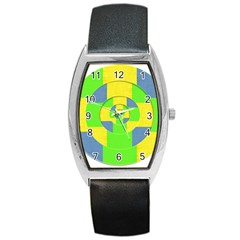 Fabric 3d Geometric Circles Lime Barrel Style Metal Watch by Celenk