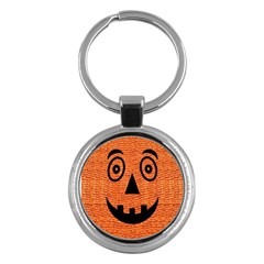 Fabric Halloween Pumpkin Funny Key Chains (round)  by Celenk