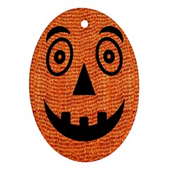 Fabric Halloween Pumpkin Funny Oval Ornament (two Sides) by Celenk