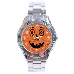 Fabric Halloween Pumpkin Funny Stainless Steel Analogue Watch by Celenk