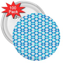 Fabric Geometric Aqua Crescents 3  Buttons (100 Pack)  by Celenk