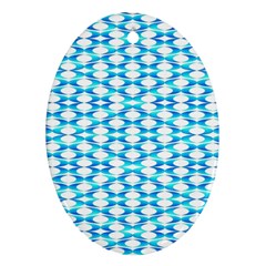 Fabric Geometric Aqua Crescents Oval Ornament (two Sides) by Celenk