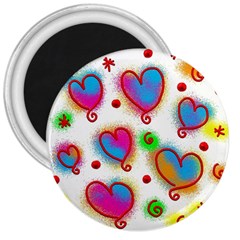 Love Hearts Shapes Doodle Art 3  Magnets by Celenk