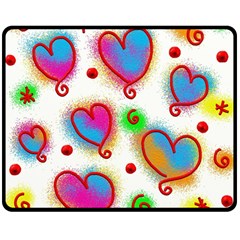 Love Hearts Shapes Doodle Art Double Sided Fleece Blanket (medium)  by Celenk