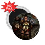 Steampunk, Steampunk Women With Clocks And Gears 2.25  Magnets (100 pack)  Front