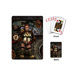 Steampunk, Steampunk Women With Clocks And Gears Playing Cards (mini)  by FantasyWorld7