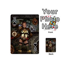 Steampunk, Steampunk Women With Clocks And Gears Playing Cards 54 (mini)  by FantasyWorld7