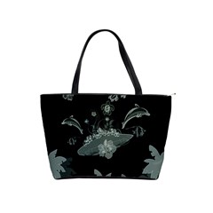 Surfboard With Dolphin, Flowers, Palm And Turtle Shoulder Handbags by FantasyWorld7