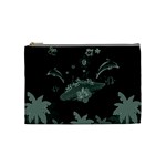 Surfboard With Dolphin, Flowers, Palm And Turtle Cosmetic Bag (Medium)  Front