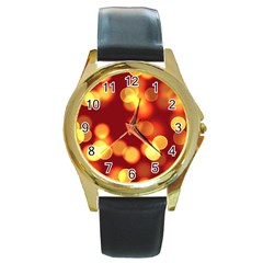 Soft Lights Bokeh 4 Round Gold Metal Watch