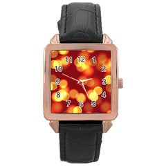 Soft Lights Bokeh 4 Rose Gold Leather Watch 