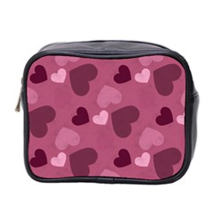 Mauve Valentine Heart Pattern Mini Toiletries Bag 2-side