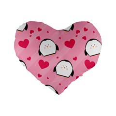 Penguin Love Pattern Standard 16  Premium Heart Shape Cushions by Bigfootshirtshop