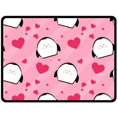 Penguin Love Pattern Double Sided Fleece Blanket (large)  by Bigfootshirtshop