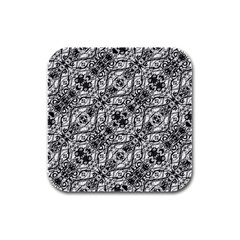 Black And White Ornate Pattern Rubber Square Coaster (4 Pack)  by dflcprints