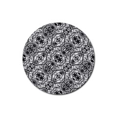 Black And White Ornate Pattern Rubber Round Coaster (4 Pack)  by dflcprints