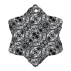 Black And White Ornate Pattern Snowflake Ornament (two Sides) by dflcprints