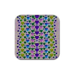 Love In Eternity Is Sweet As Candy Pop Art Rubber Square Coaster (4 Pack) 