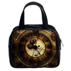 Wonderful Steampunk Desisgn, Clocks And Gears Classic Handbags (2 Sides) by FantasyWorld7