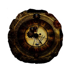 Wonderful Steampunk Desisgn, Clocks And Gears Standard 15  Premium Flano Round Cushions by FantasyWorld7