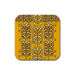Rain Showers In The Rain Forest Of Bloom And Decorative Liana Rubber Coaster (square)  by pepitasart