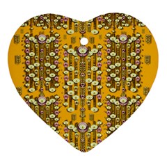 Rain Showers In The Rain Forest Of Bloom And Decorative Liana Heart Ornament (two Sides) by pepitasart