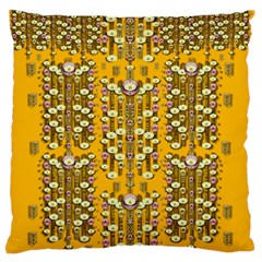 Rain Showers In The Rain Forest Of Bloom And Decorative Liana Large Flano Cushion Case (two Sides) by pepitasart