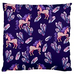 Unicorns Crystals Large Flano Cushion Case (two Sides) by BubbSnugg