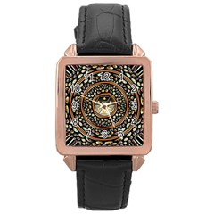 Dark Metal And Jewels Rose Gold Leather Watch  by linceazul