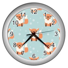 Cute Fox Pattern Wall Clocks (silver)  by Bigfootshirtshop